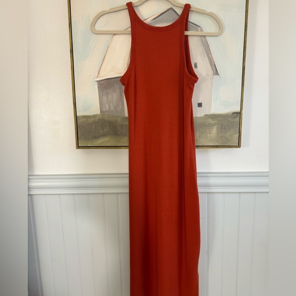 RICHER POORER Women’s Vintage Rib Burnt Orange Spiced Tea Midi Dress Size XS - Picture 7 of 8